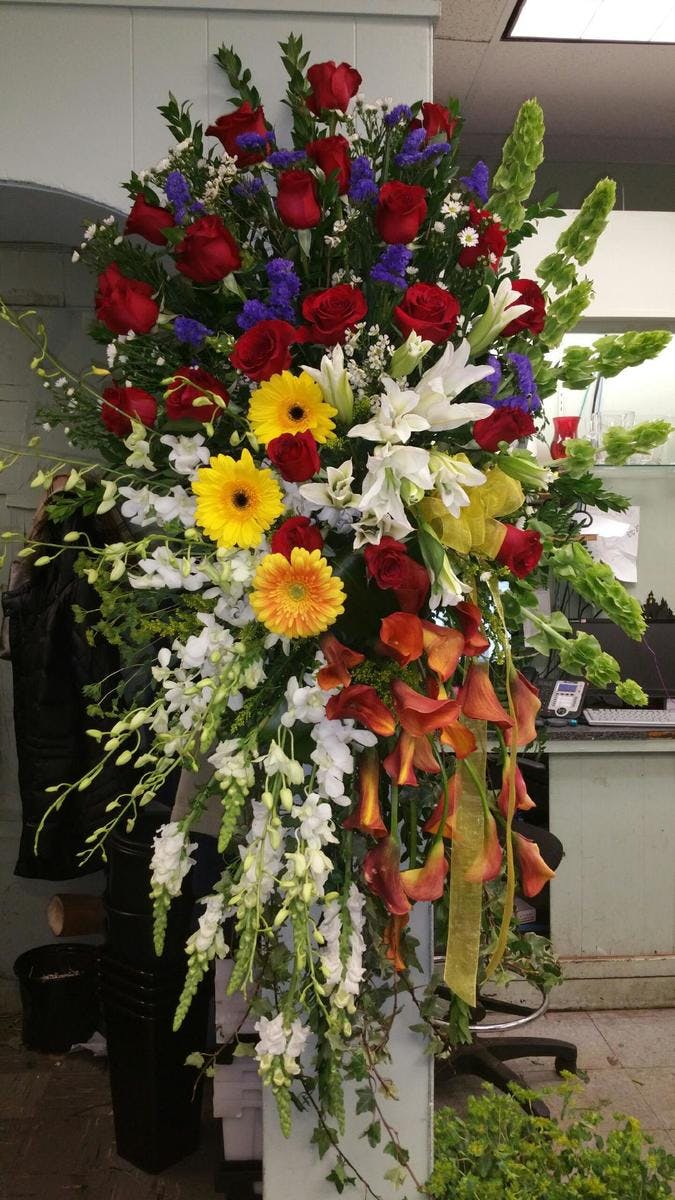 Premium Custom Standing Funeral Spray in Boston, MA Central Square