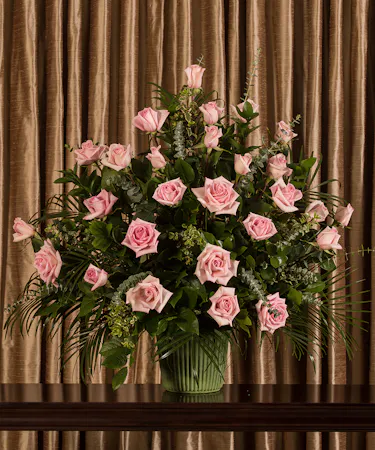 Pink Rose Funeral Basket