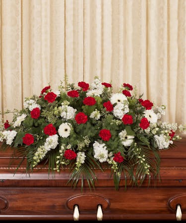 Red and White Casket Cover
