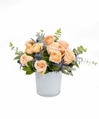 Peach floral arrangement in Boston, MA!