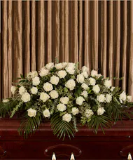 White Rose Half Casket Cover