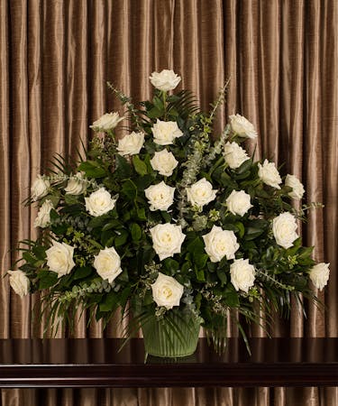 White Rose Funeral Basket